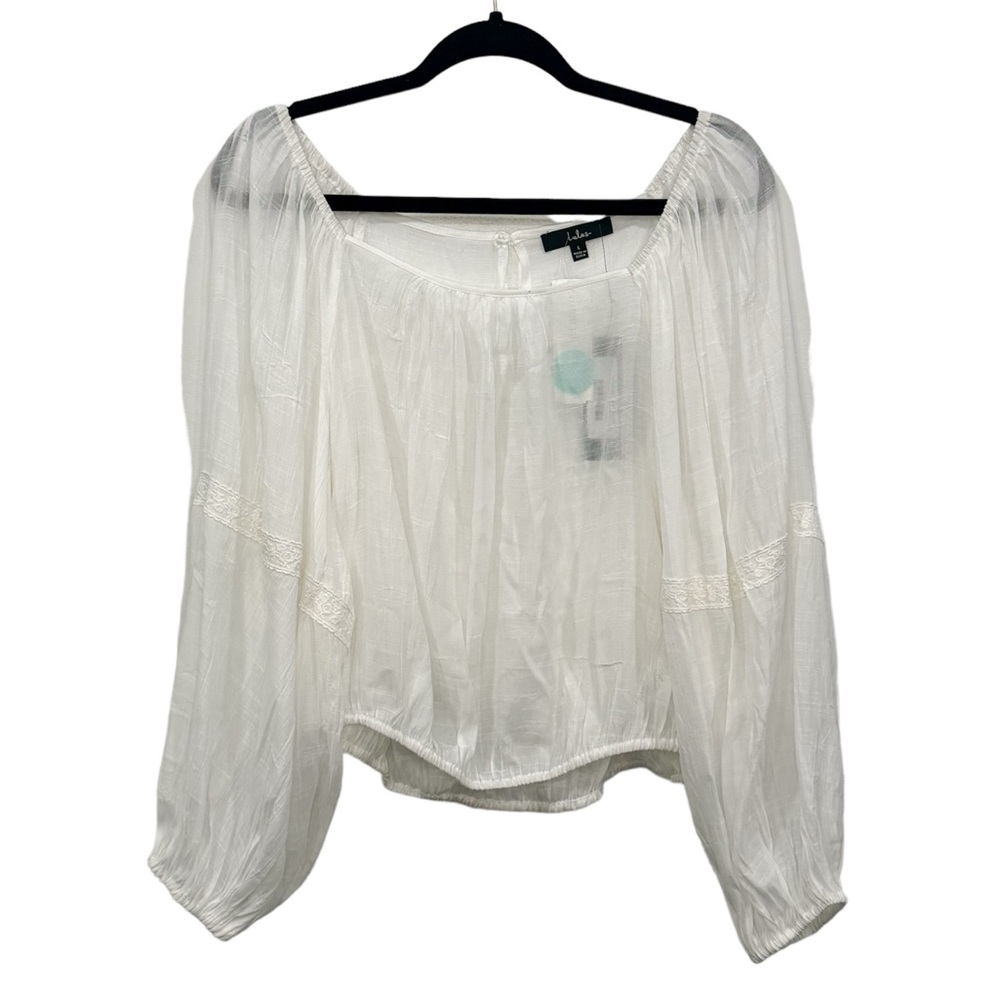 NWT LULU’S Stitch Fix White Sunshine Delight Lace Balloon Sleeve Top Large